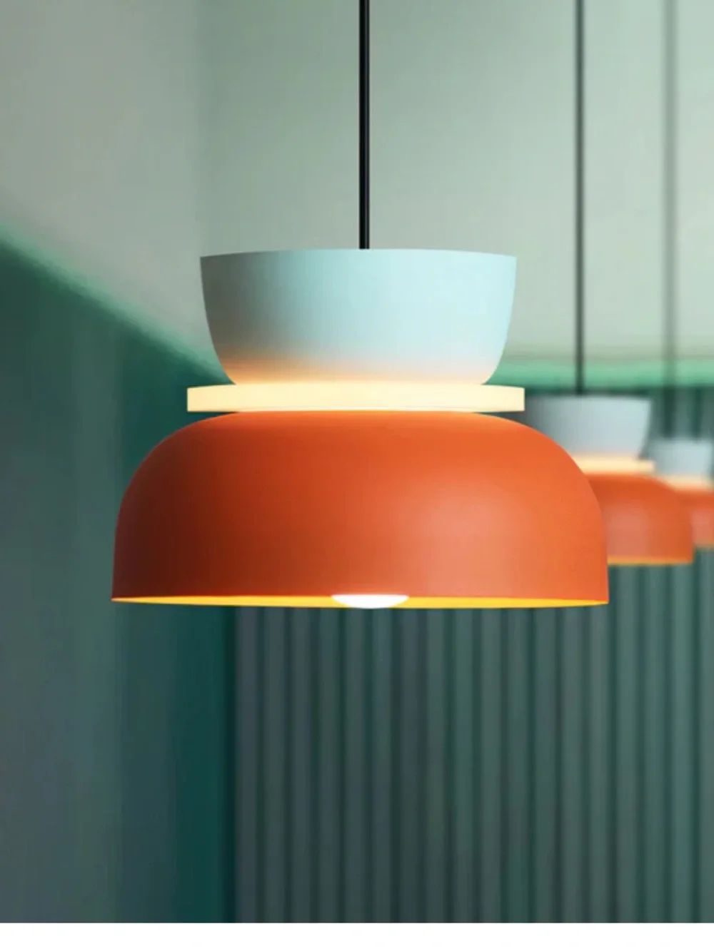 Modern Contemporary Orange Macaron LED Pendant Light by